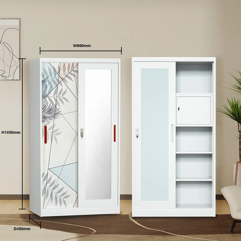 Indonesia Steel Wardrobe clothes Organizer Metal Printed Closet Wardrobe Almirah iron wardrobe almari pakaian besi