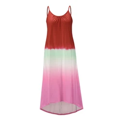 Wholesale Summer Custom Sleeveless Beach Casual Floral Tie Dyed Women Maxi Dress