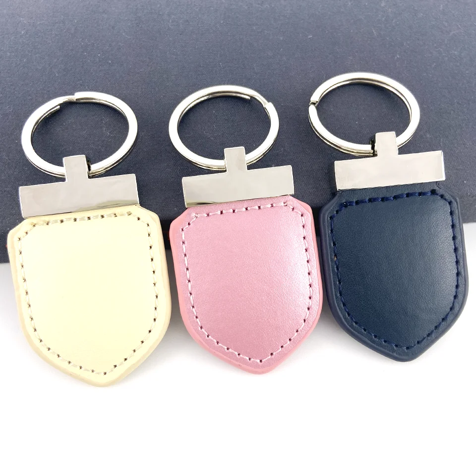 Blank can be laser embossed LOGO pattern bulk leather metal artificial leather custom keychain