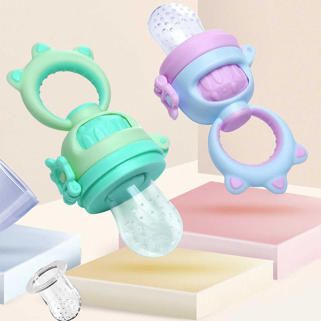 Прямая продажа с фабрики, силиконовая детская кормушка для фруктов, соска, пищевой материал, Детская фруктовая соска, 3 размера в упаковке