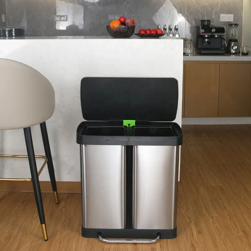 60L ножная педаль мусорное ведро двойной пластмассовый мусорный ящик для кухни контейнеры отель