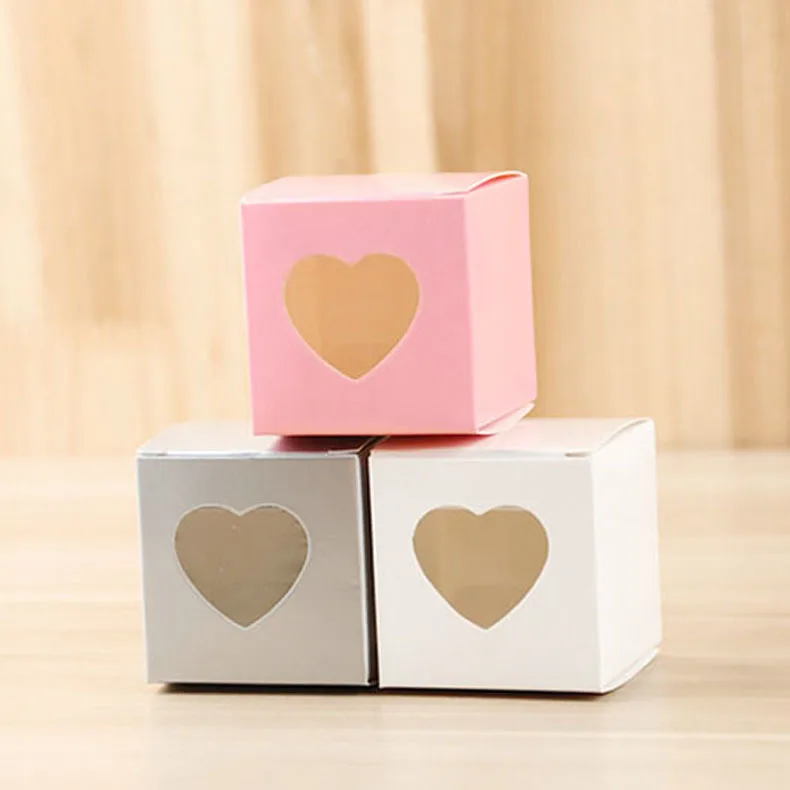 Customized New Candy Box for wedding and PVC Transparent Heart shaped Window Special Paper Candy Packaging Box