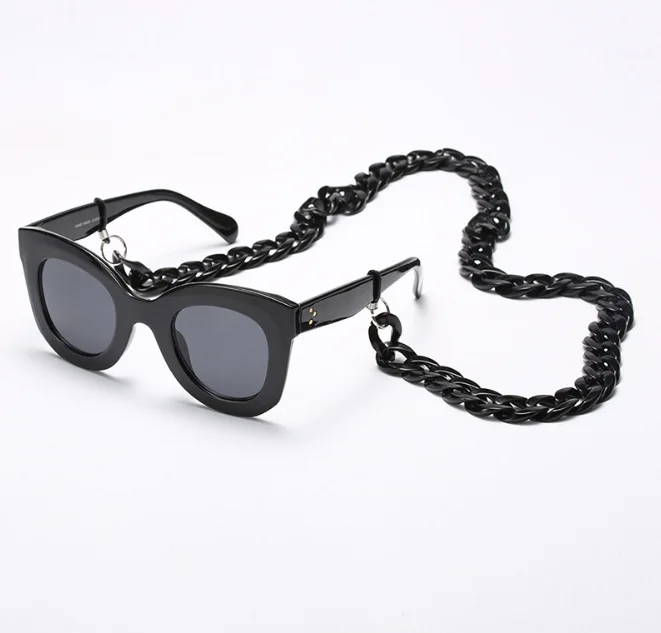 
2021 simple vintage retro black white fashion sunglasses glasses decoration chains 