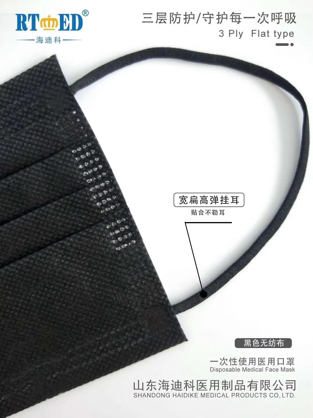 Three-layers Disposable Medical Black Face Masks