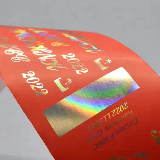Holographic tape Hologram rainbow colors resin ribbon  foil for textile label satin ribbon roll