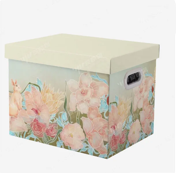 Moving sorting Custom Chinese pattern Design Household Home Foldable paper cardboard organizer boxes for packaging with lid