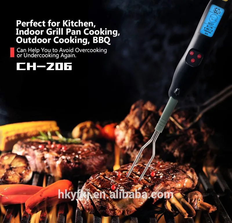 CH-206 Big screen temperature meat thermometer dual-probe grill kitchen outdoor BBQ fork thermometer