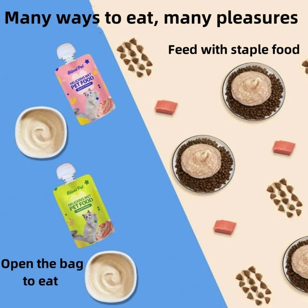 Высококачественная упаковка для соуса закусок домашних животных жидкая смесь влажной пищи с питательным подпиточным соусом из тунца и икры Goo