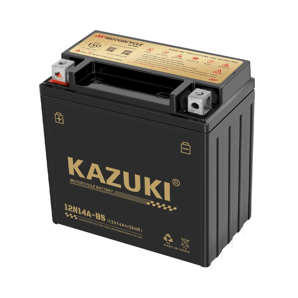 Аксессуары для мотоциклов KAZUKI, электрический аккумулятор, велосипедный двигатель 12N14-BS 12V14AH ATV, запчасти для мотоциклов, гелевая батарея для мотоцикла