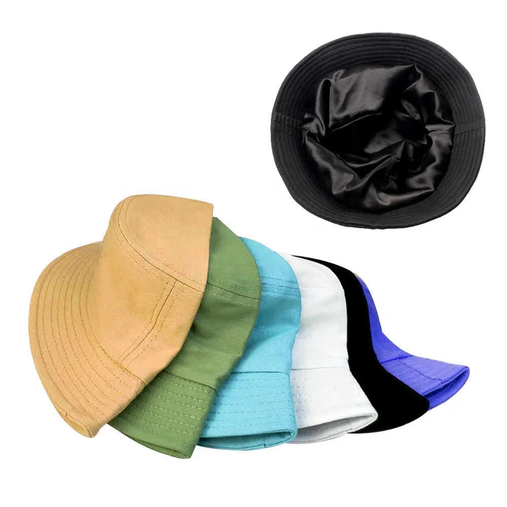 2023 custom Personal Brand Embroidery Logo cotton Bucket Hats with Satin Lined Bucket Hat