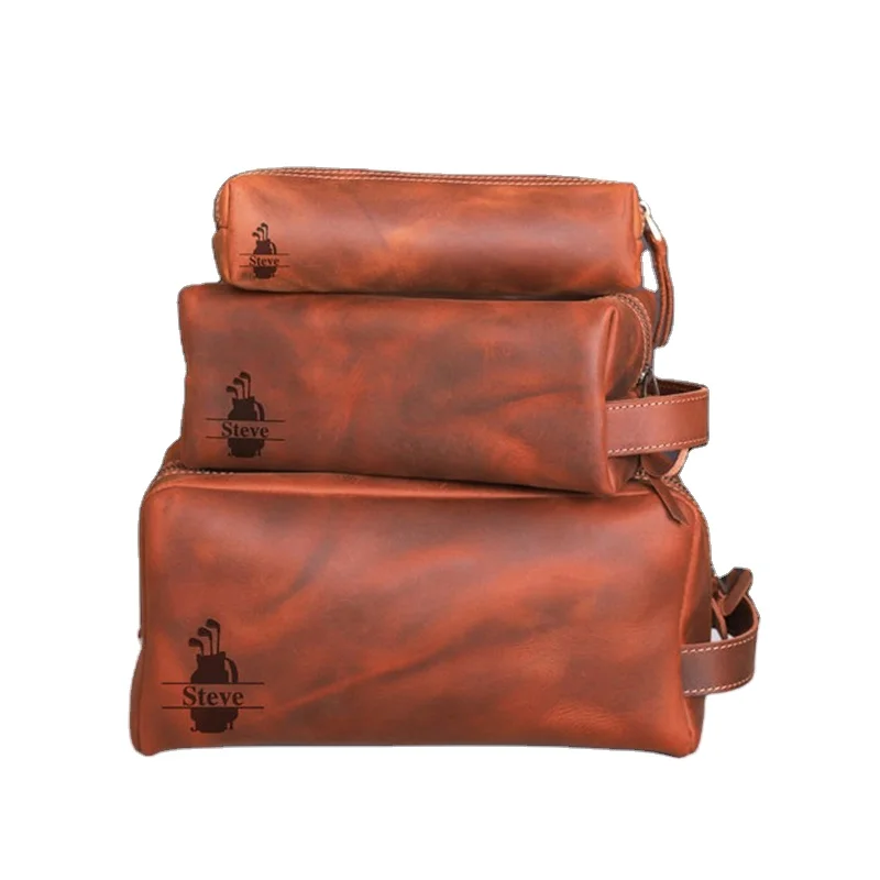 Unique Leather Golf Kit Bag Gift Golf Relate Ball Gift Bag With Zipper