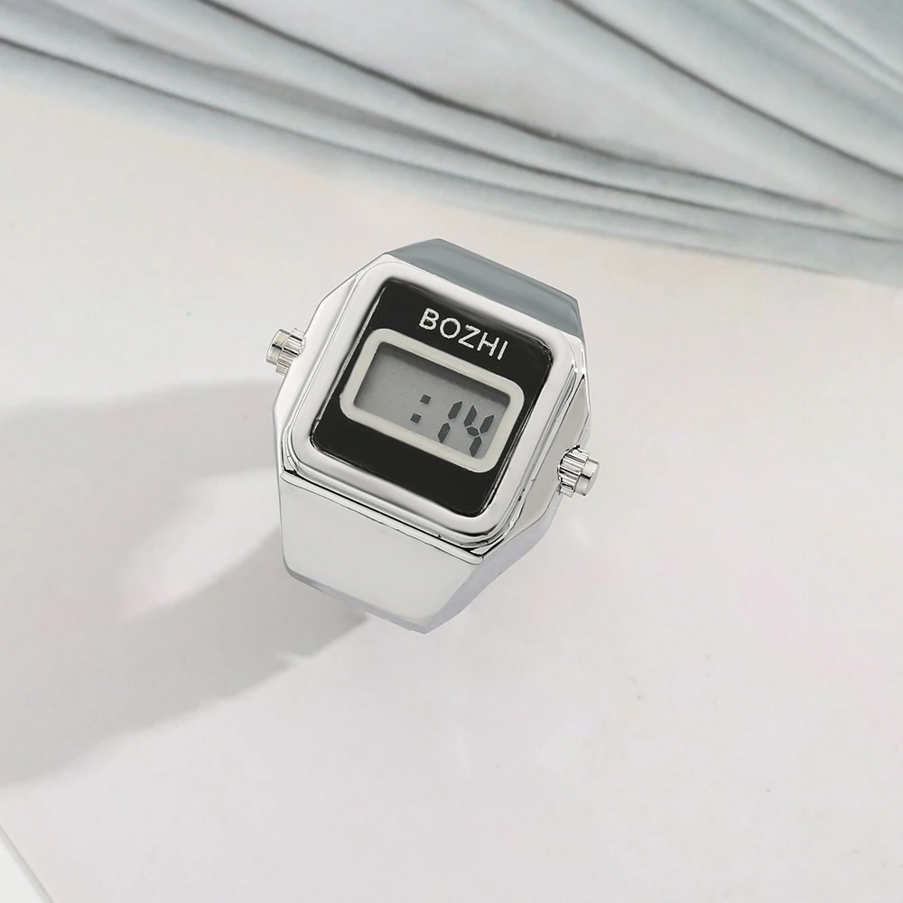 Men Women Finger Watch Creative Elastic Round Quartz Finger Ring Watches for Women Men