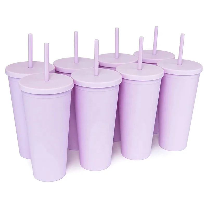  22oz акриловые двухслойные Матовые Пластиковые Стаканы Чашки для холодных или горячих