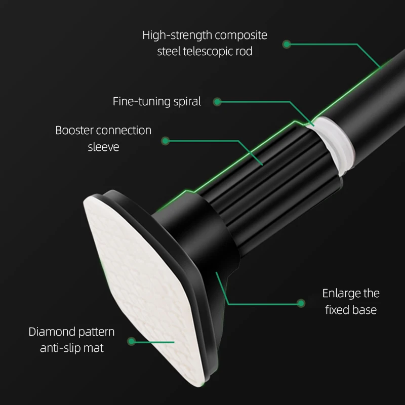 Punch Free Extendable Clothes Drying Pole Stainless Steel Shower Curtain Rod Retractable Spring Tension Curtain Rod for Bathroom