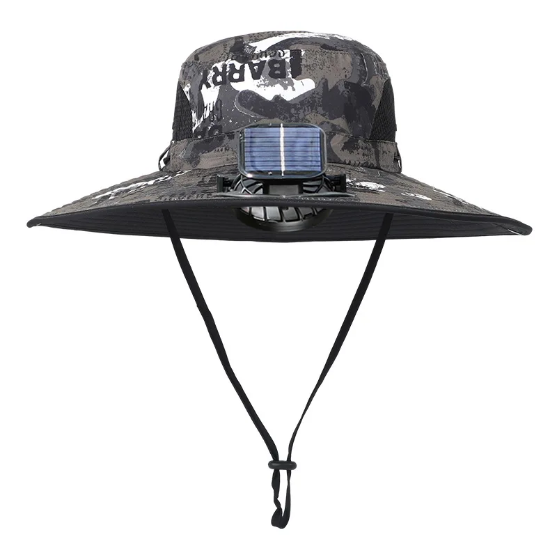 Summer Outdoor Fishing Men Solar Rechargeable Fan Fisherman Hat Breathable Sunshade Sunscreen Bucket Hats gorras baseball cap