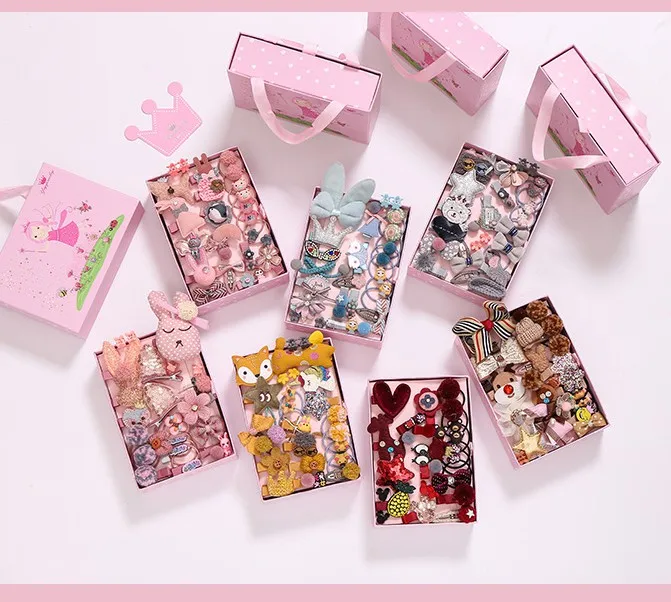 
2021 New 24-piece set box child children hair accessories set barrettes 