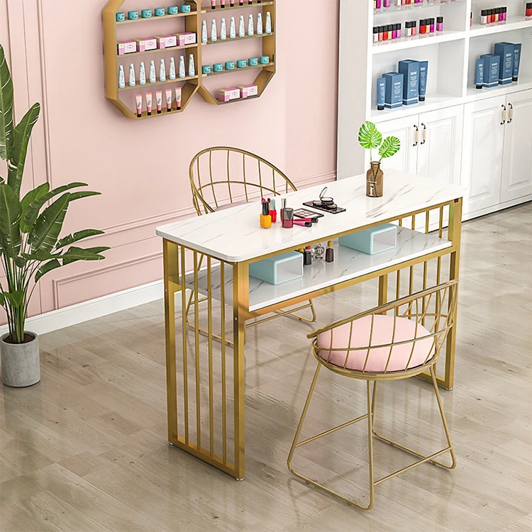Simple modern marble nail table manicure table and chair set professional salon nail tech tables nageltisch manicure station