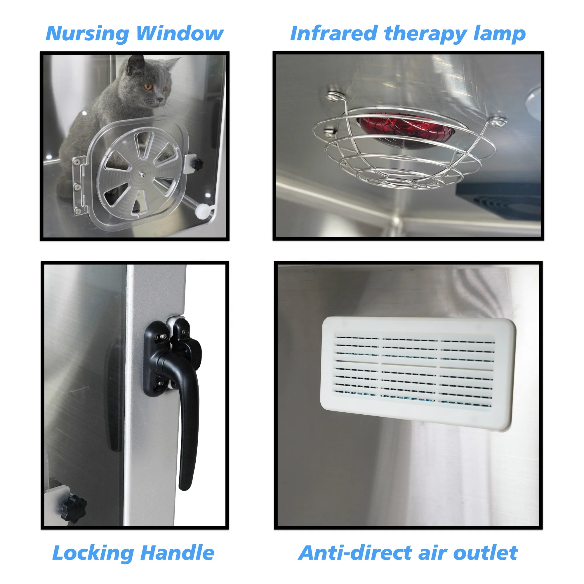 Medical Veterinary Equipment Multifunction 304 Stainless Steel Pet Incubator ICU Cage for Inpatient Cat & Dog Oxygen Chamber