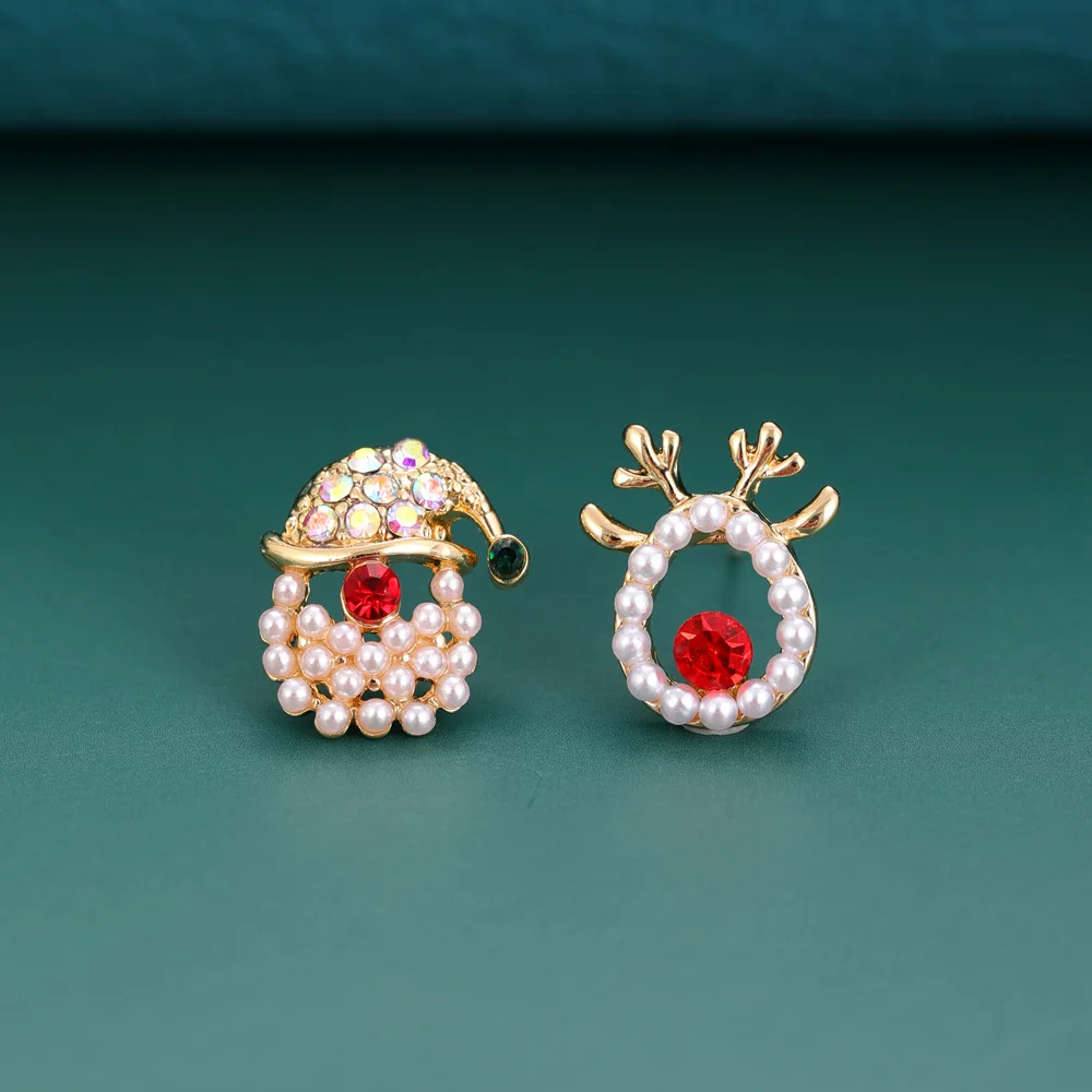 2023 Autumn Winter New Product Xmas Series Elk Santa Claus Cartoon Small Christmas Stud Earrings