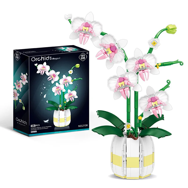 DIY Beautiful Flower Orchids Building Blocks MOC Educational Toy Brinquedos Plant Kids Bricks Children Gifts Girl Present YZ