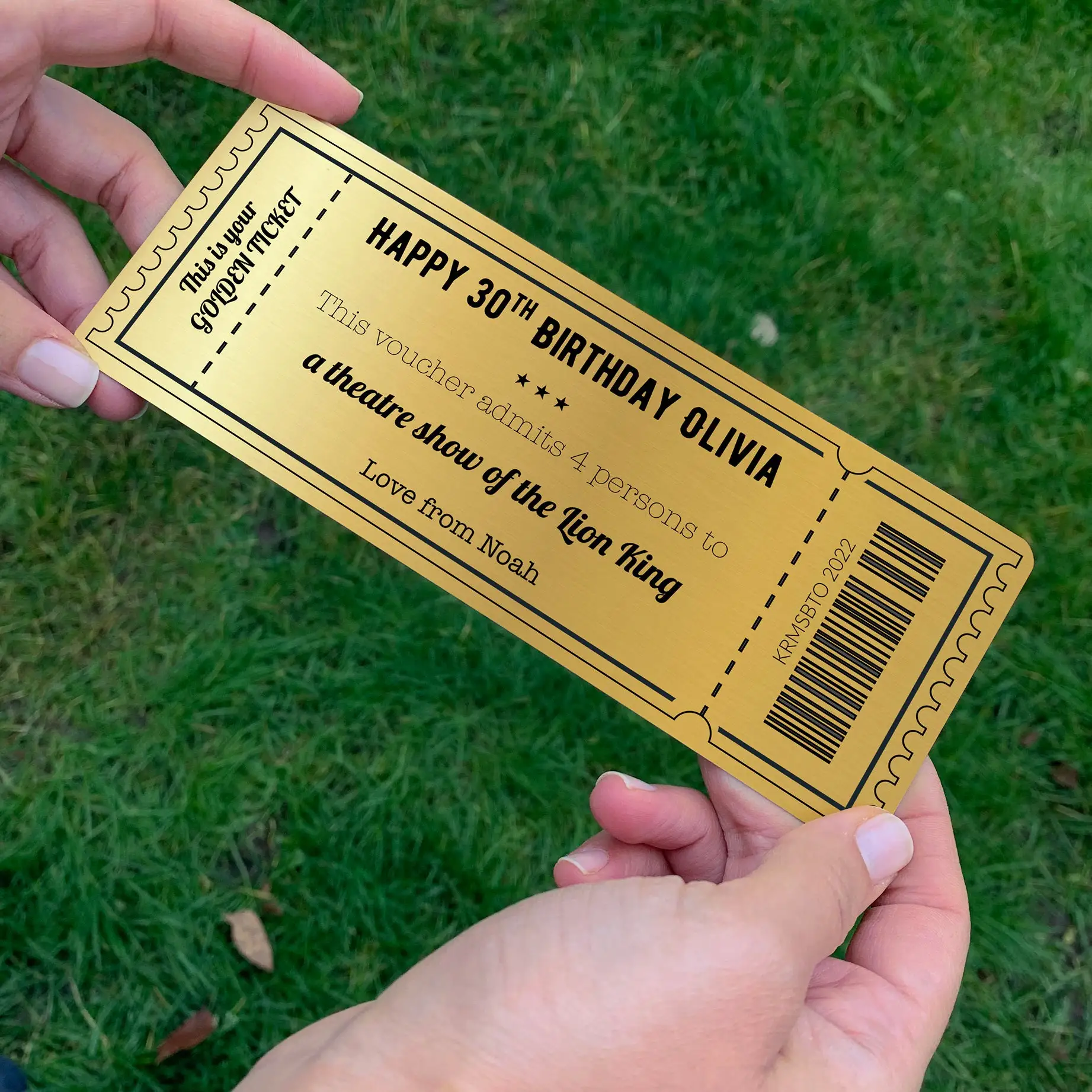 Custom Gold Foil Event Ticket Golden Ticket Surprise Announcement Gold Foil Event Ticket