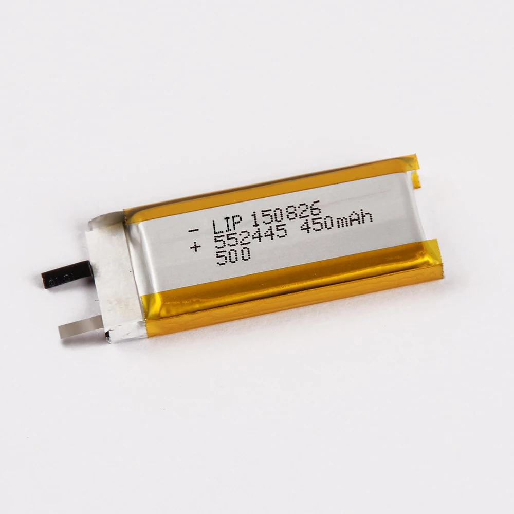 Li polymer 552445 3.7v lipo 450mah rechargeable lithium polymer battery for smart watch