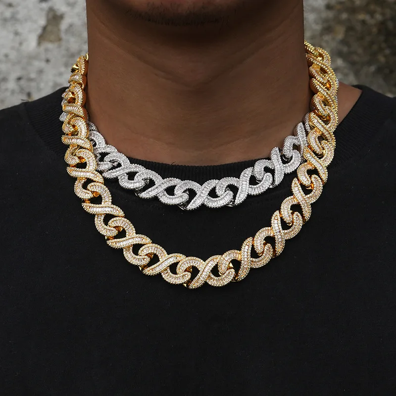 Hip Hop Rapper Star Mens 16mm Wide Infinite Cuban Chain Necklace Iced Out Fully 5A CZ Cuban Diamond Link Chain