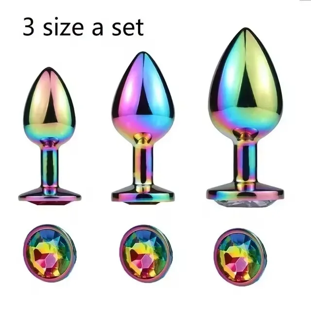 3 Size OED Metal Anal Plug G-spot Prostate Colorful Massager Stimulator Butt Plug Adult Sex Toy for Man Women