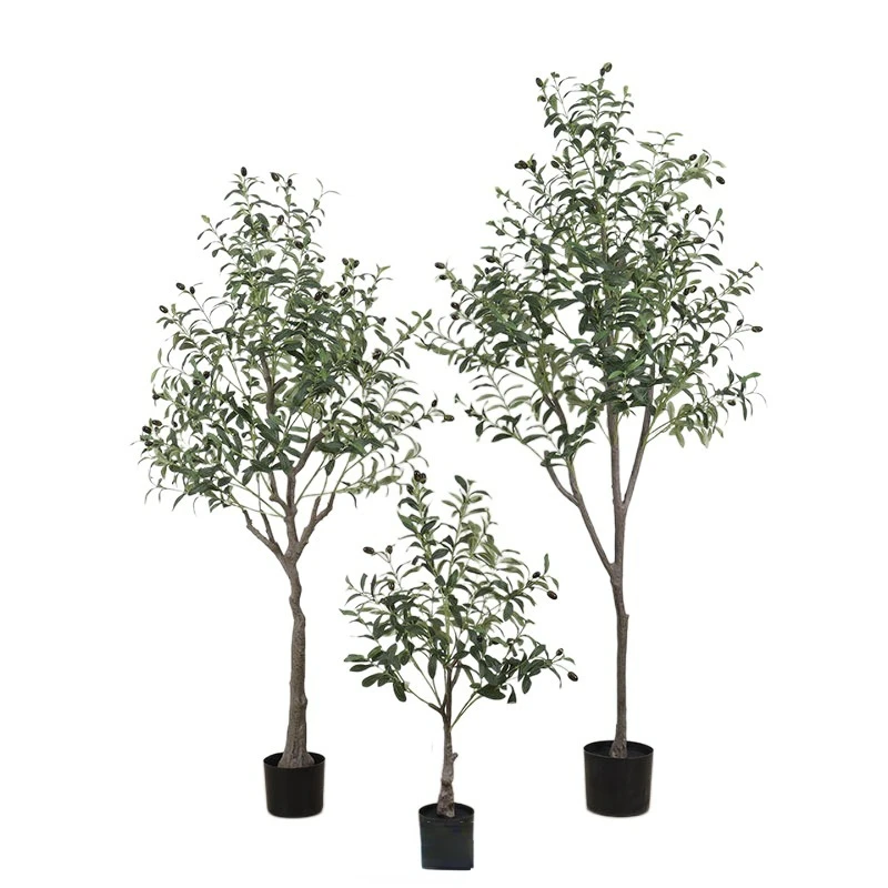 Artificial Olive Tree Tall Potted Olive Silk Tree with Planter Large Faux Olive Branches and Fruits Artificial Tree