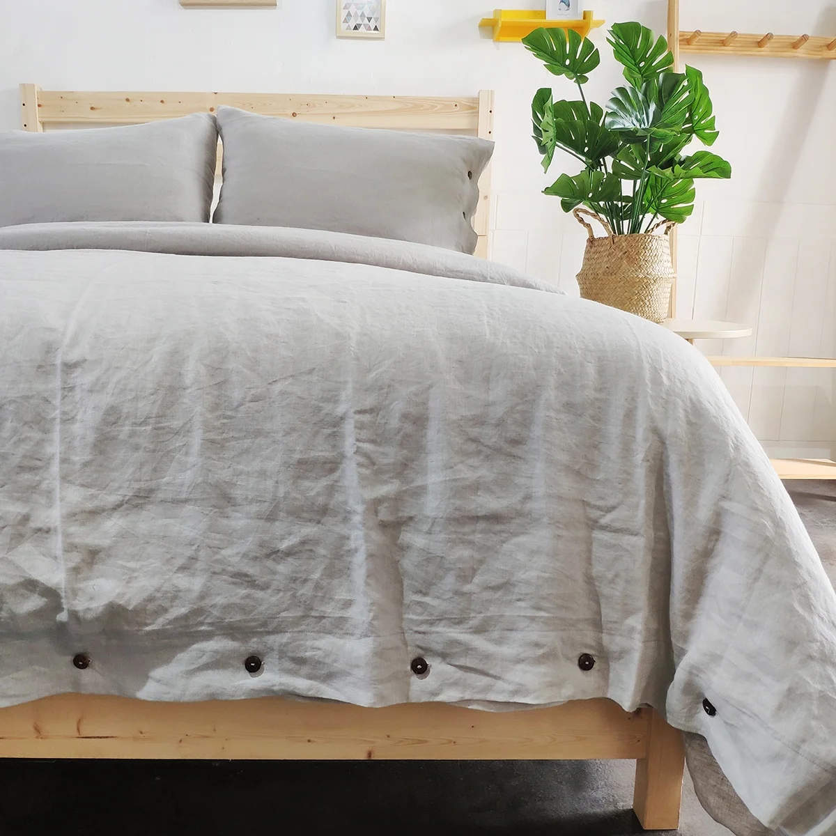 European Bed Linen 100% French Linen fabric ready made bedding linen set