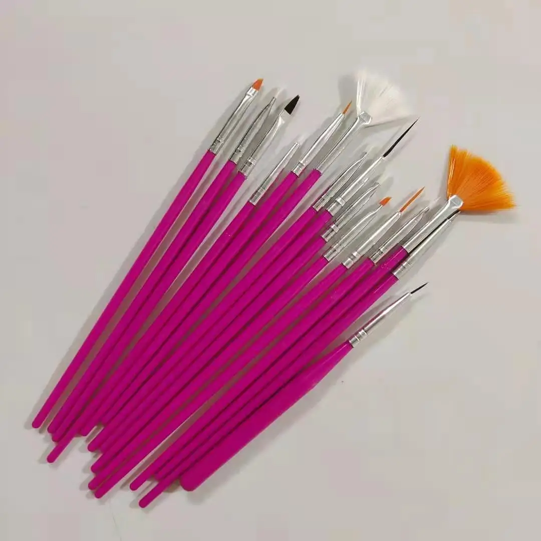 15pcs Nail Art Brush Set 4 Colors Nylon Mixing Painting Brush Tools Gel Nail Polish Black Fingernail Brush Manicure Supplier