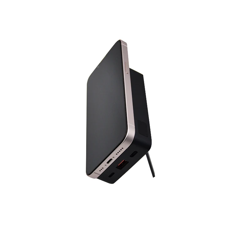 Amazon hot selling 2in1 22.5W Fast Charger Power Bank with Magnetic Wireless Charger Phone Holder for mobiles charger print logo