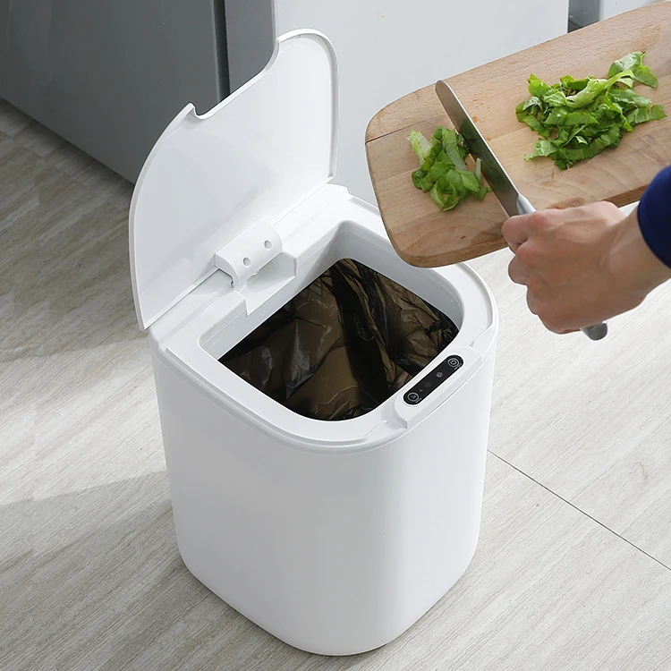 16L Intelligent Automatic Touch-Free Rectangular Rechargeable Dustbin Smart Waste Bins Trash Can