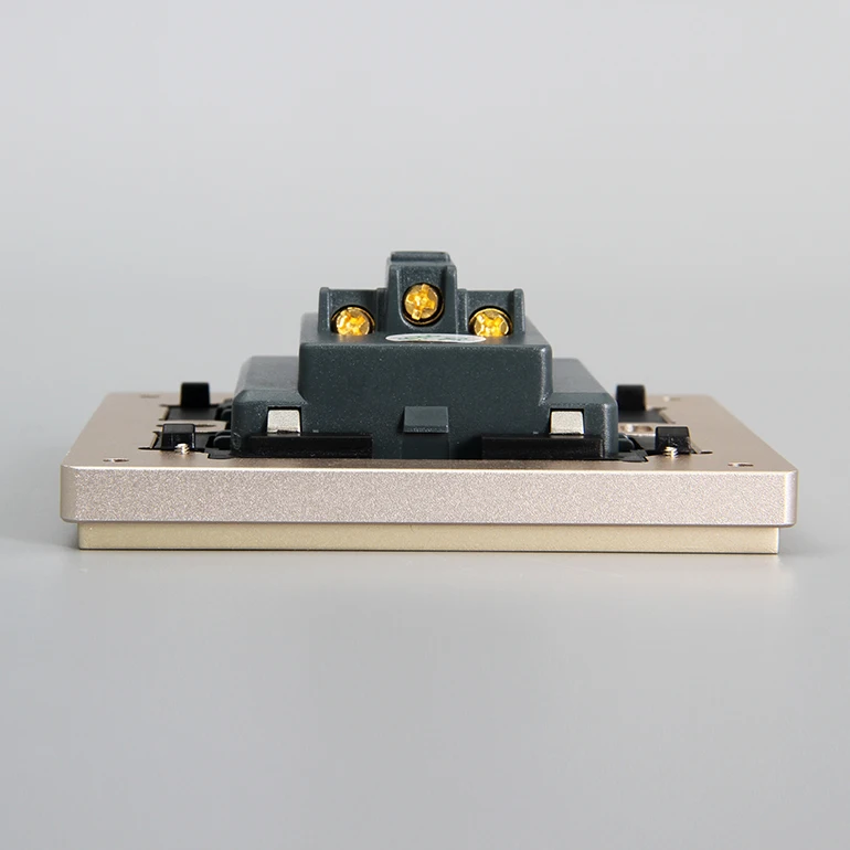 Practical Smart Hotel Use Nice Champagne gold color 90MM big button 1-5 panels connected HD-MI/USB/SHAVER electric wall socket