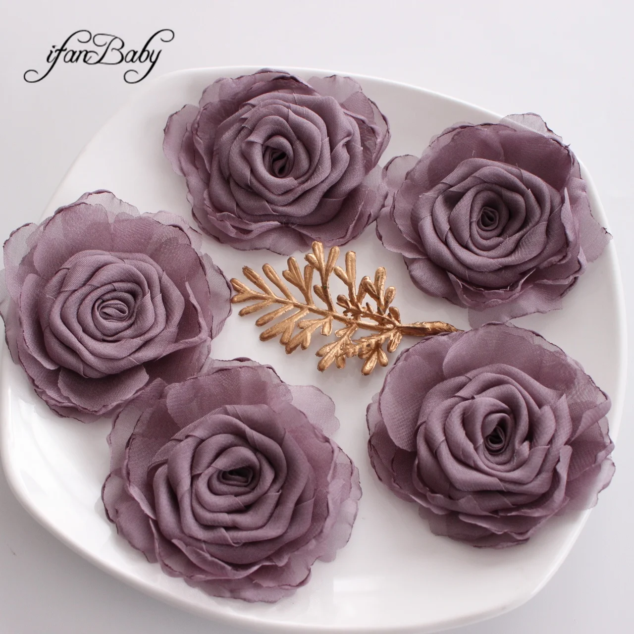 Unfinished Rolled Rose Burned Fabric Floral For Hair Accessories Girl Women Singed Hair Flowers