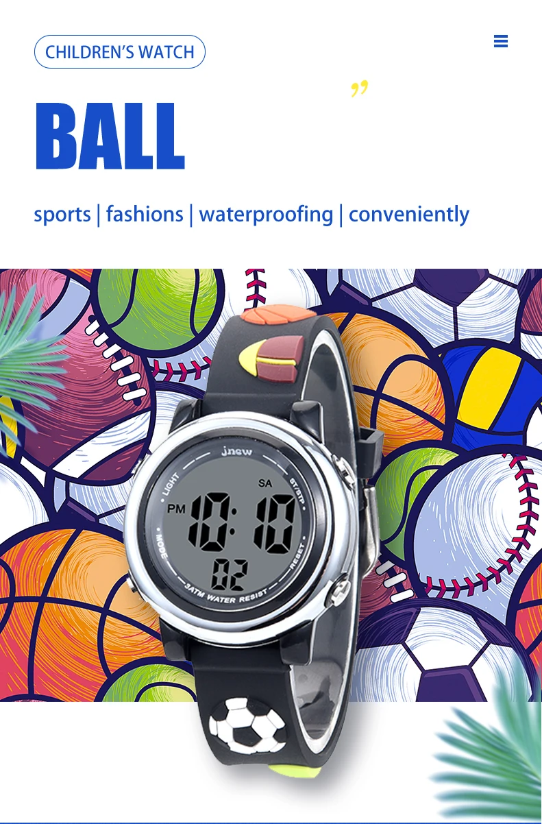 Digital Sport Outdoor Multifunctional Chronograph LED Waterproof Alarm Calendar Analog Watch For Children