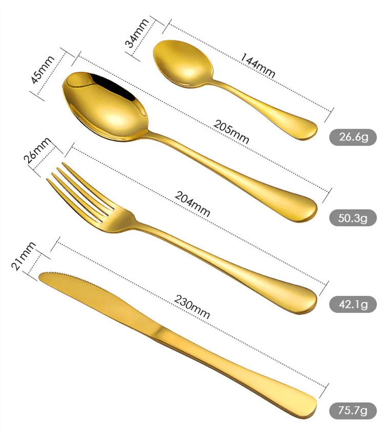 Bulk 4pcs Knife Spoon Fork Luxury Metal Tableware Spoons Travel Vintage Gold Cutlery Stainless Steel Flatware Sets
