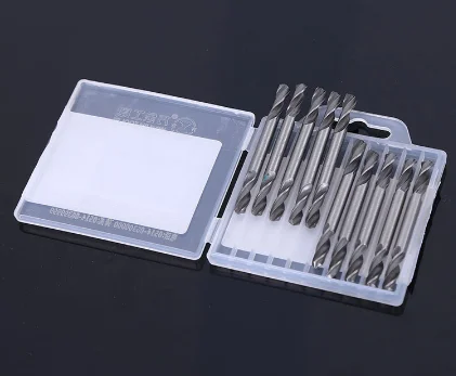 Fully ground high-speed steel double head straight shank Fried Dough Twists drill stainless steel metal drilling bit