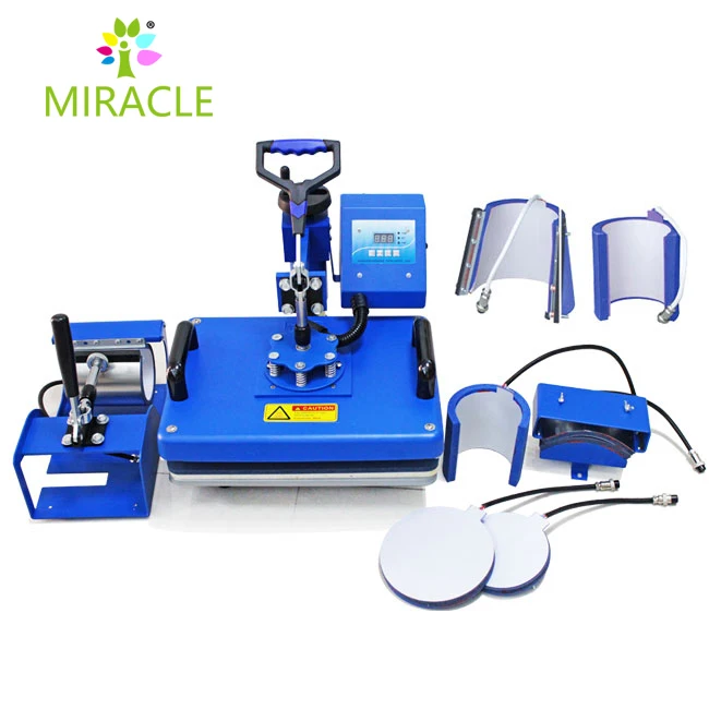 8 in 1 Combo Sublimation Heat Press Machine Magic Cup Mug T Shirt Printing Machine T Shirt Cap Sublimation Machine Black