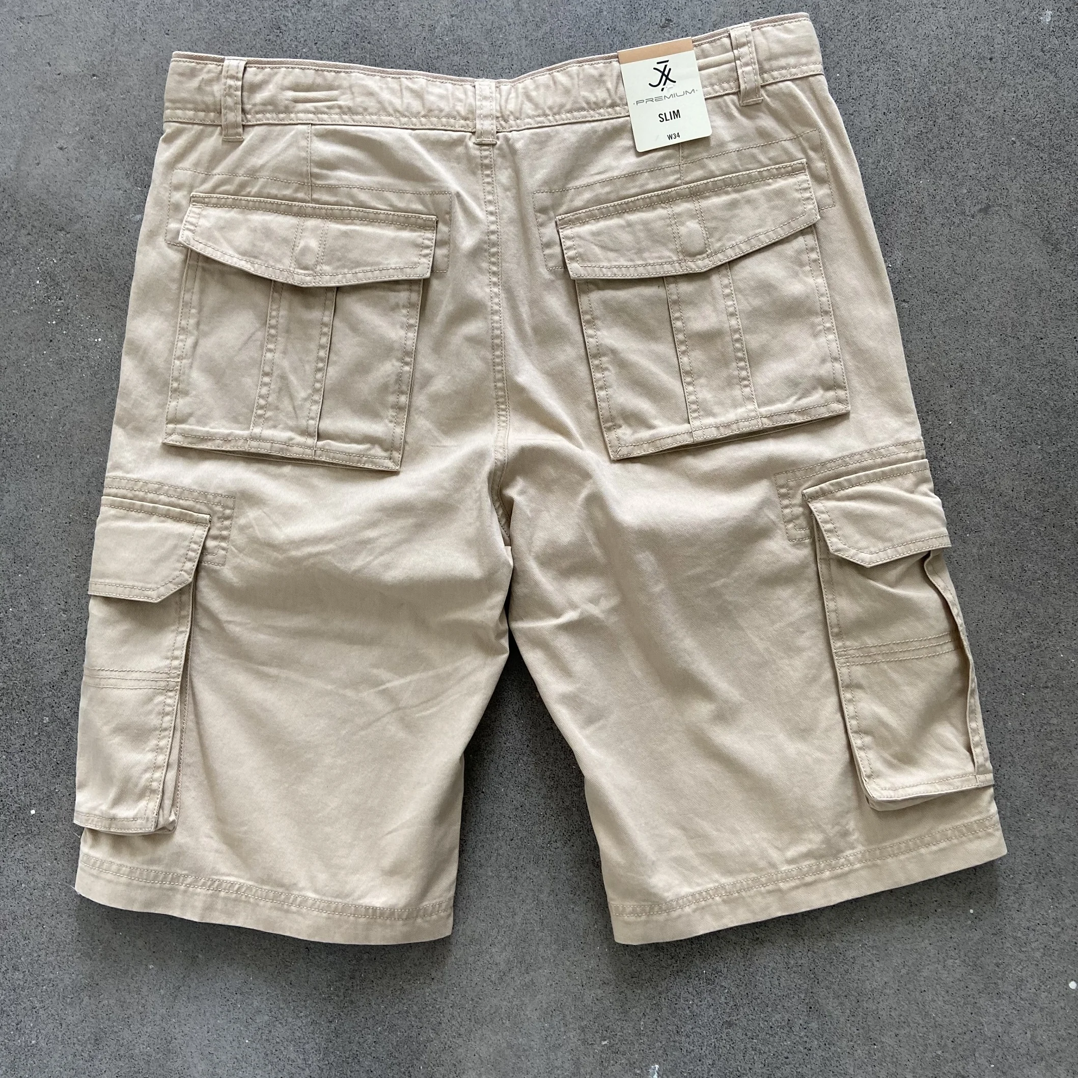 
Mens Premium Cotton Chino Twill Washed Multi Pocket Cargo Short 