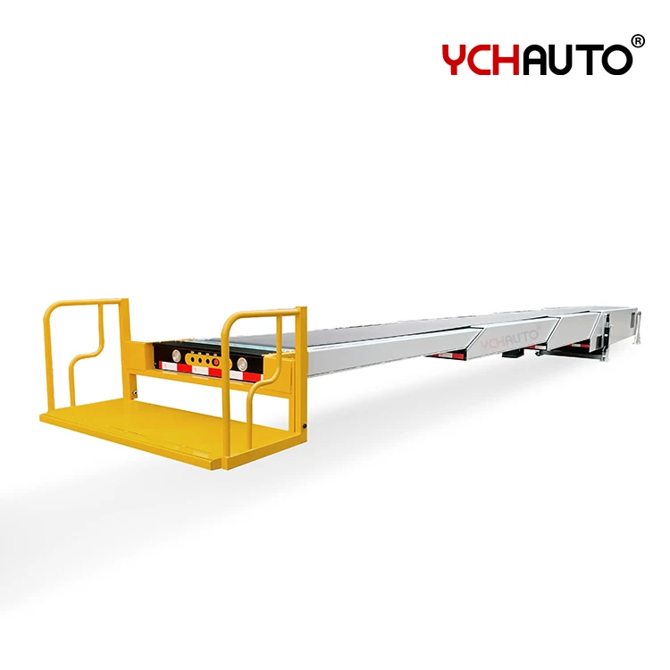 Customized telescopic belt conveyor with standing platform loading unloading bags with pvk belt expand reach into container