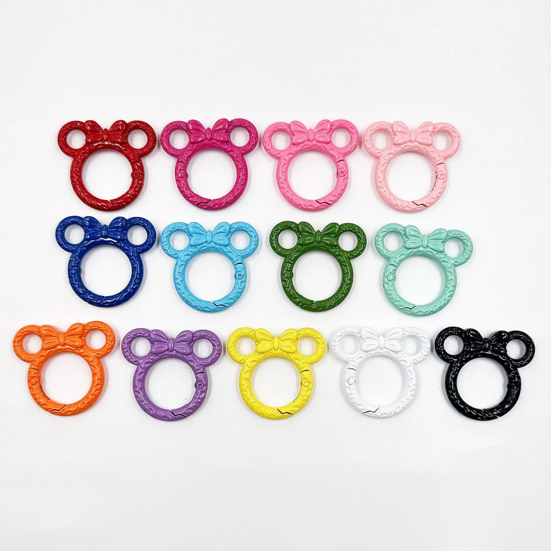 New Style Colorful Mickey stripe Spring Ring DIY Handmade Jewelry Keychain/Carabiner Promotional Keychains Carabiners