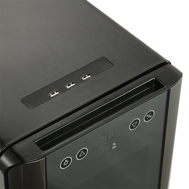 Sw-28X Top Sale Big Black Spanish Cedar Wood Thermoelectric Electronic Electric Cabinet Cigar Humidor Cooler