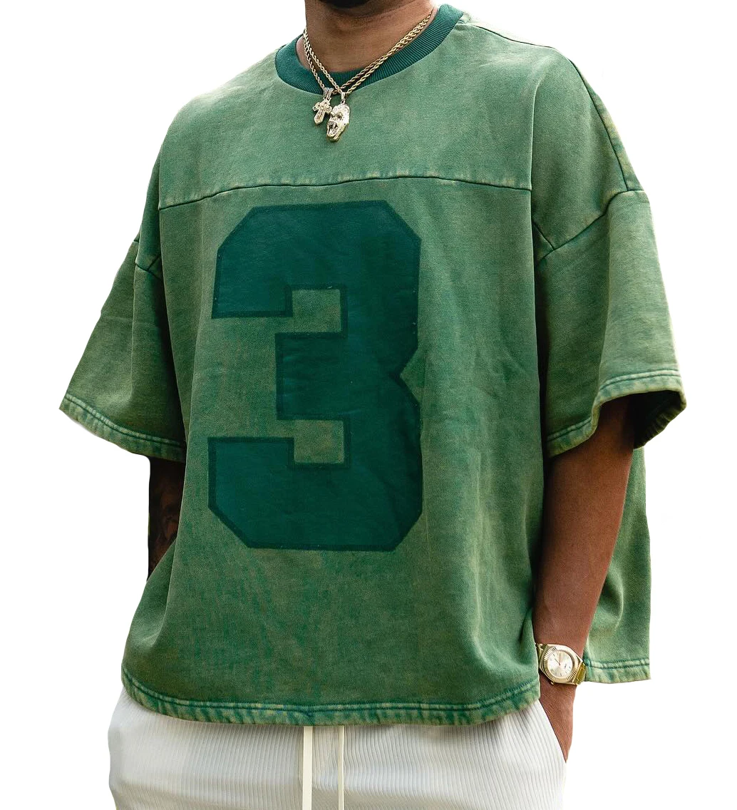 Custom Drop Shoulder Streetwear Boxy Oversized  Vintage Heavyweight Cotton Acid Wash Print Plus Size Men T Shirt