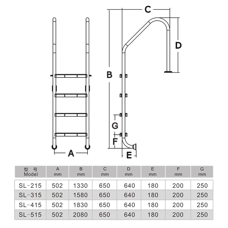 High Grade Polishing Stainless Steel Ladder OEM Logo Above Ground Swimming Pool Ladder