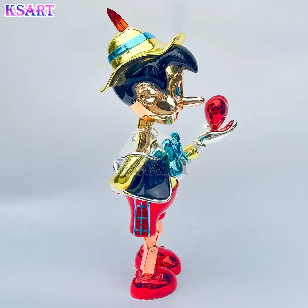 Pinocchio Sculpture Life-size Japanese anime cartoon high quality chrome plated character resin FRP puppet statue