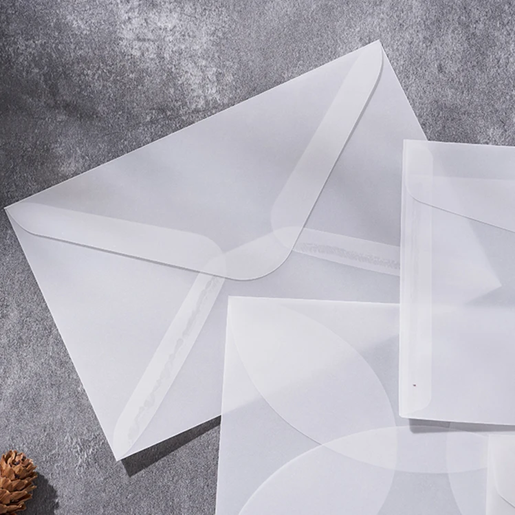 Custom Printing  Logo Clear Paper Envelope Translucent Glassine Envelope Parchment Jewelry Transparent Envelope