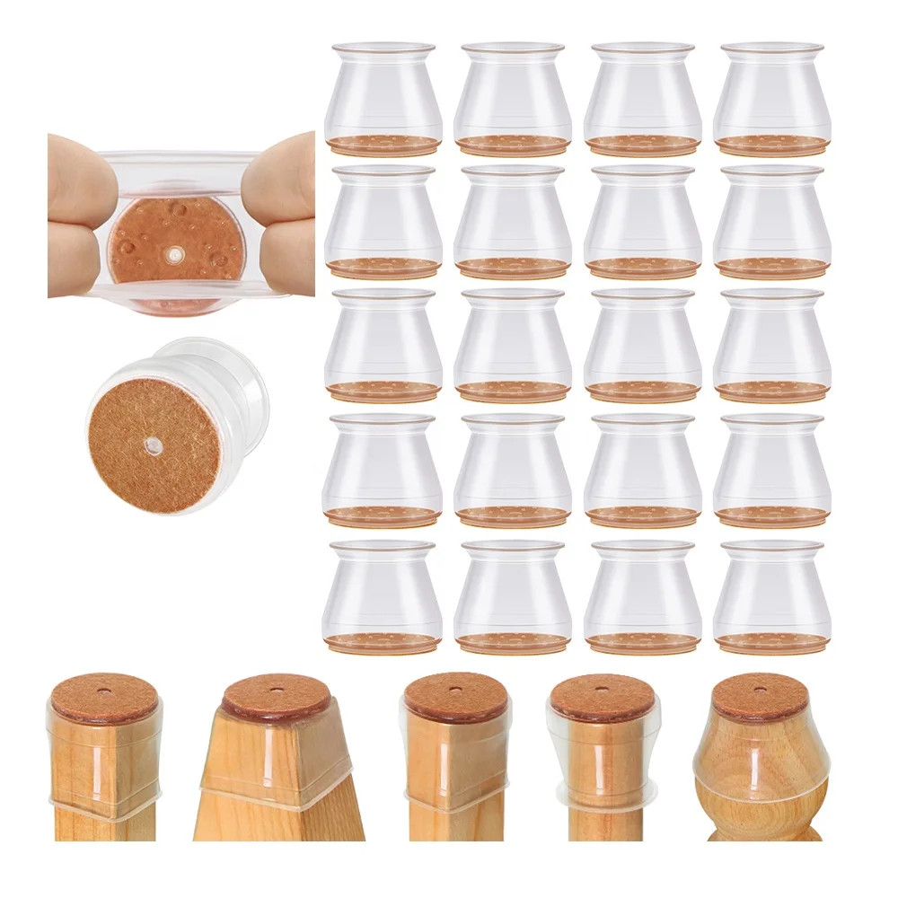 High Quality 20 Pcs Floors Silicone Felt Bottom Chair Leg Floor Protectors for Hardwood Tile No Slip Reduce Noise