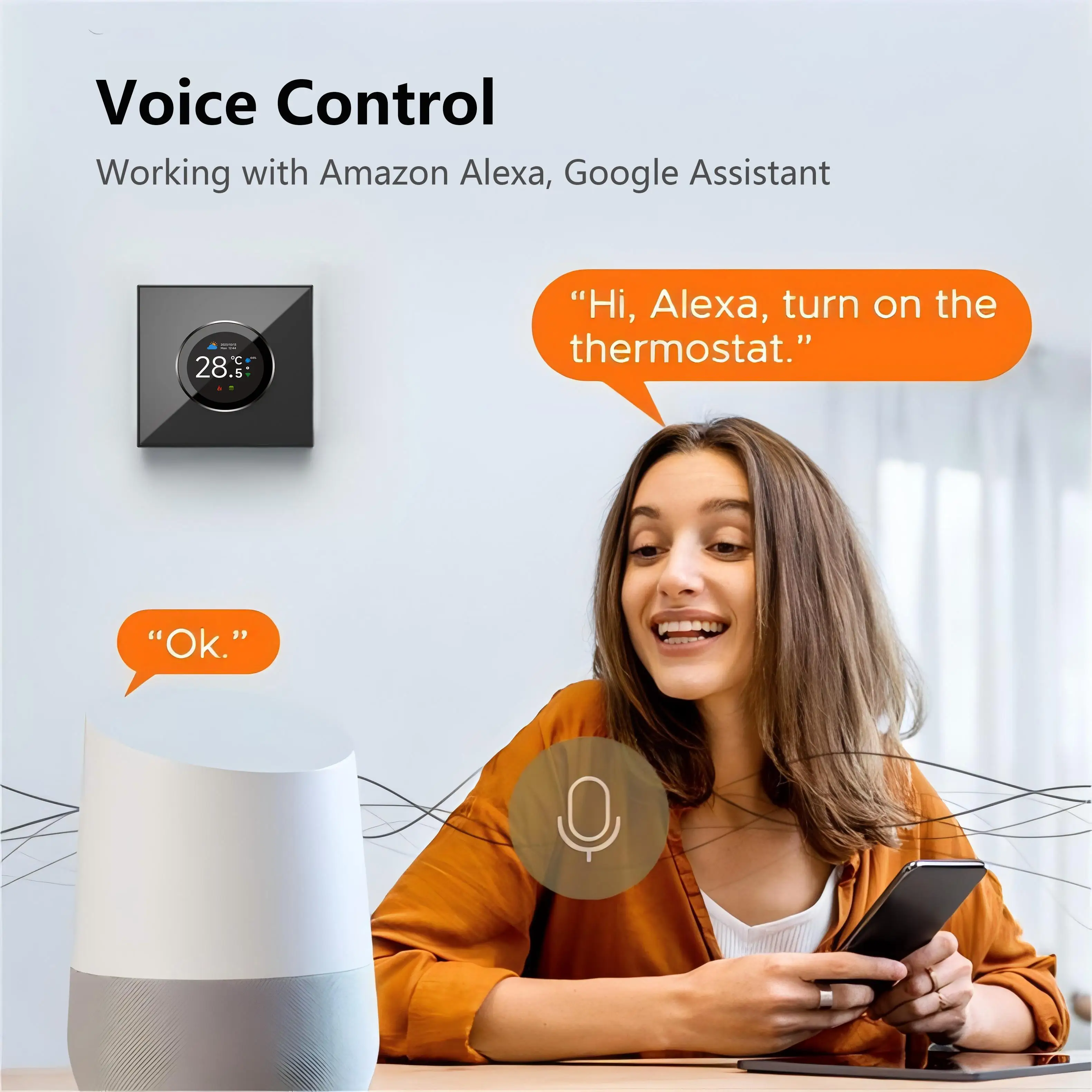 Smart Home 5+1+1 Programmable Heating Knob Thermostat With Cellphone App Remote Controlling