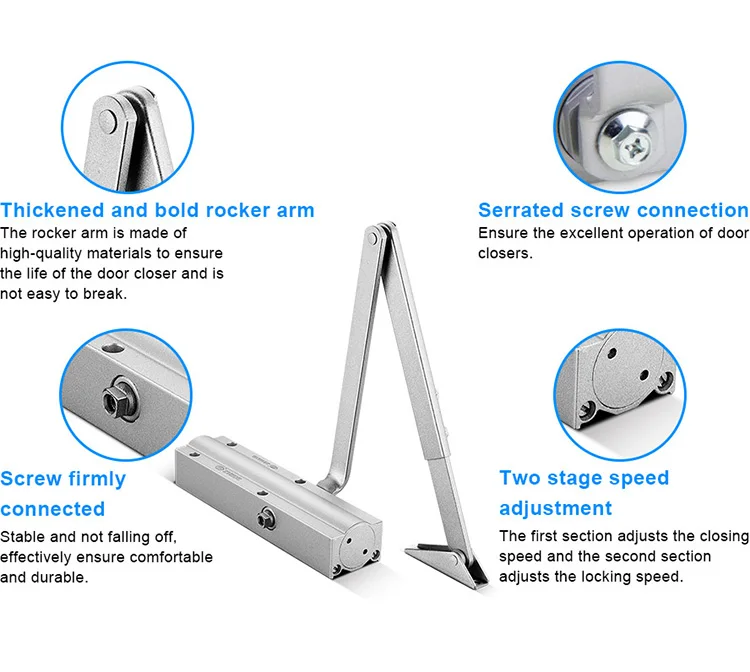 Aluminium Concealed overhead heavy duty fire-proof hydraulic door closer